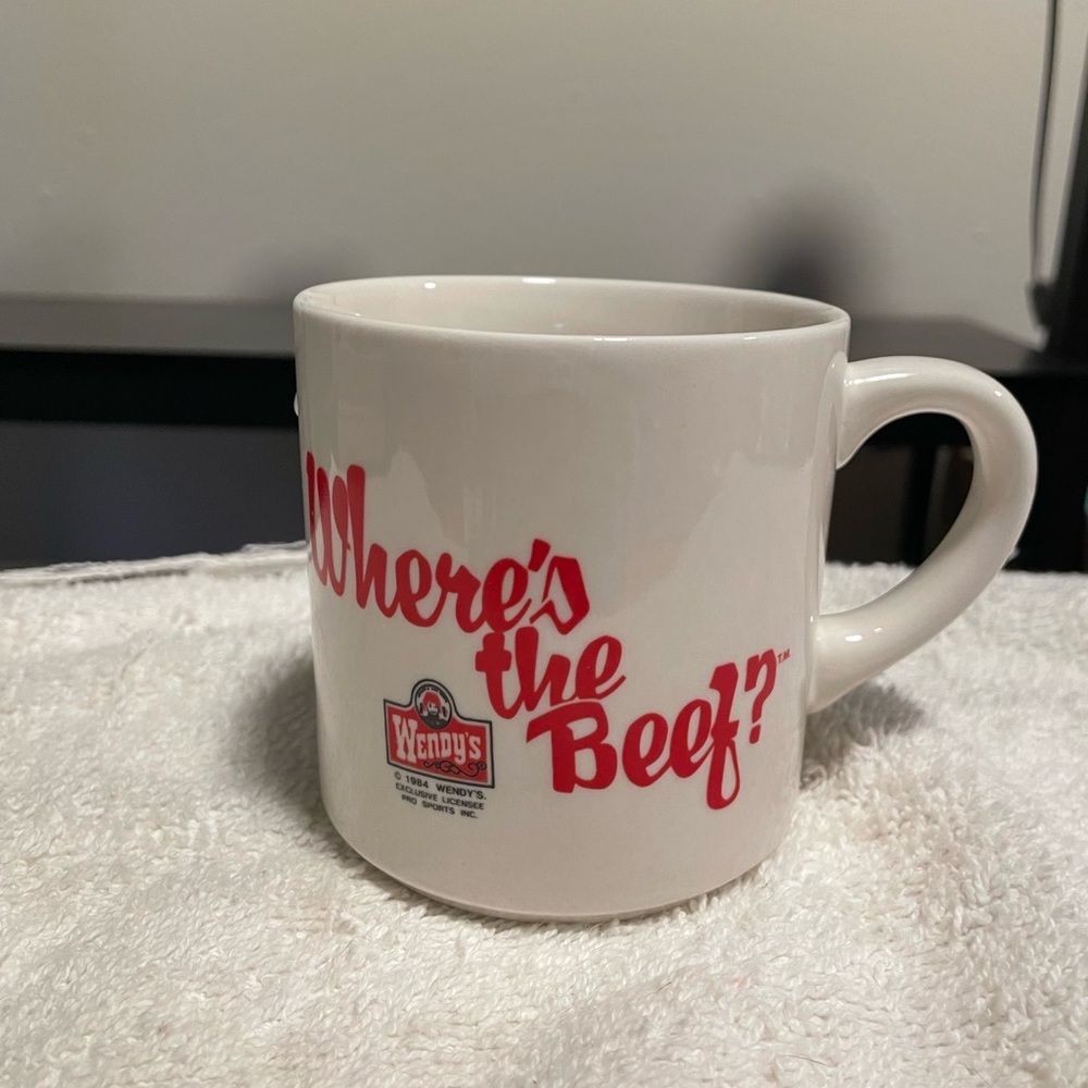 VNTG “Where’s the Beef?” Wendy’s White and Red Ceramic Mug